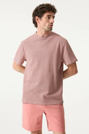 relaxed gestreept T-shirt roze