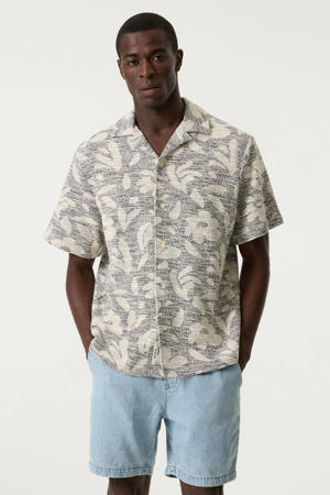 relaxed gebloemd casual overhemd blauw