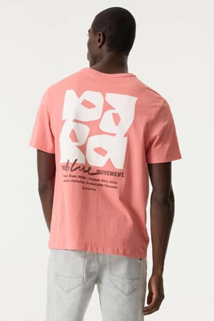 regular T-shirt met backprint roze