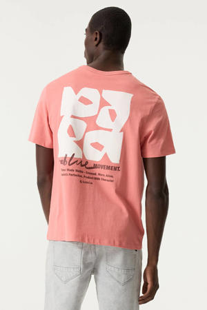 regular T-shirt met backprint roze