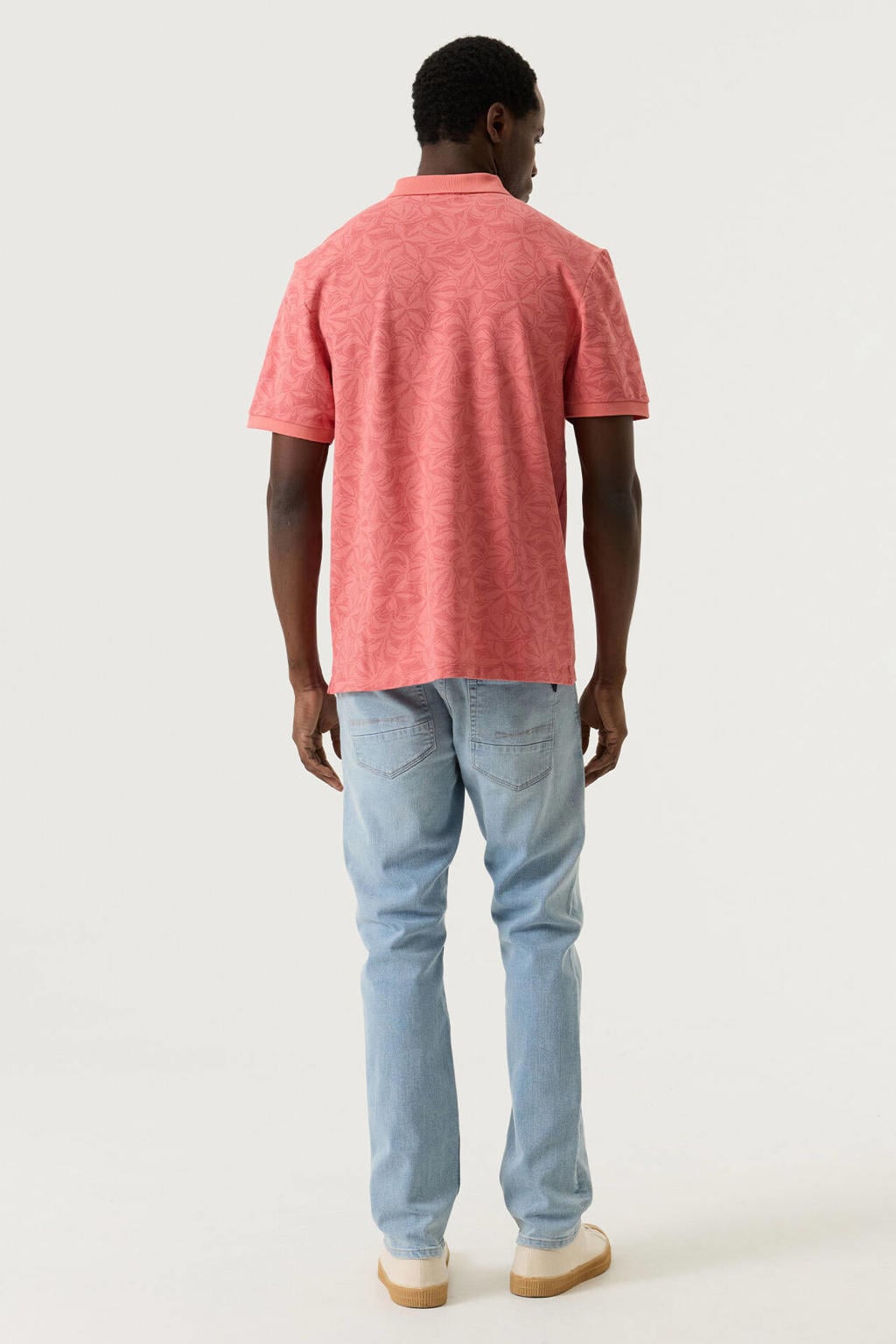 Roze heren Garcia regular polo van katoen met korte mouwen, knoopsluiting en pique