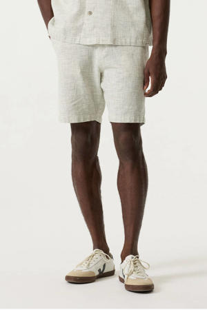 regular chino short met linnen lichtgroen