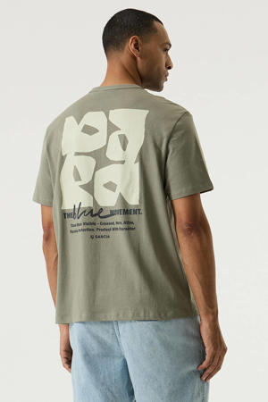 regular T-shirt met backprint groen
