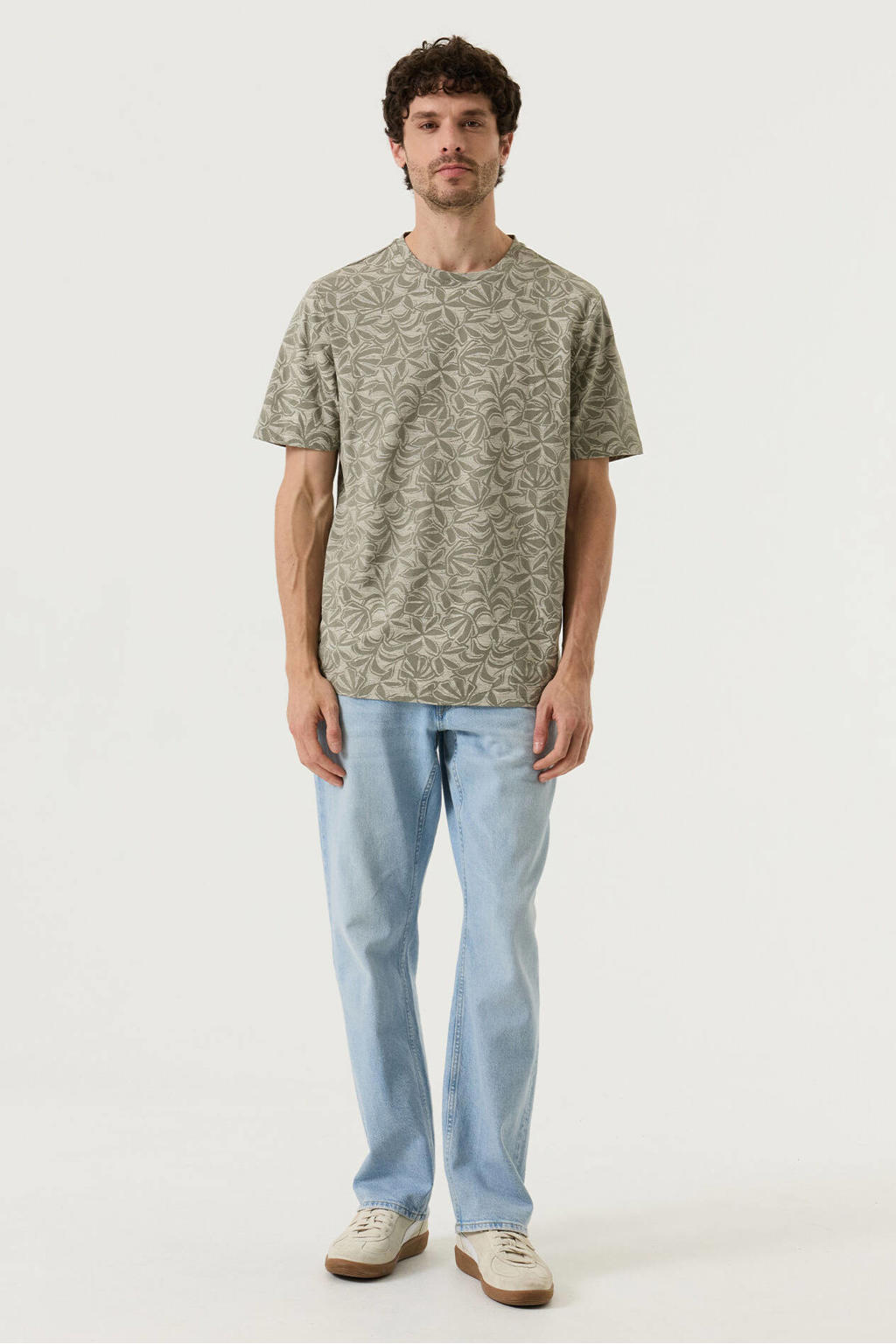 Groene heren Garcia regular T-shirt van katoen met korte mouwen en ronde hals