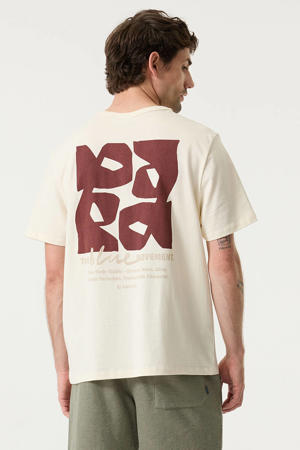 regular T-shirt met backprint ecru