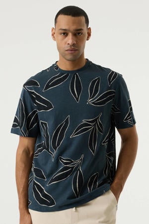 relaxed T-shirt met print - donkerblauw