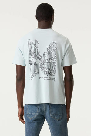 relaxed fit T-shirt met backprint - lichtblauw