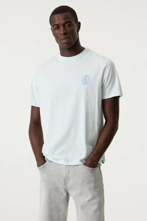 relaxed T-shirt met logo - lichtblauw