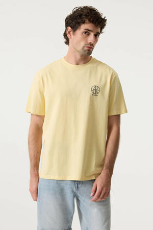 relaxed fit T-shirt met logo - geel