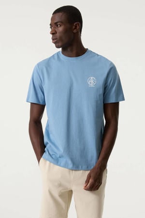 relaxed T-shirt met logo - blauw
