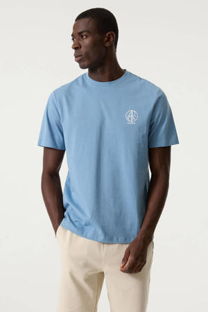 relaxed T-shirt met logo - blauw