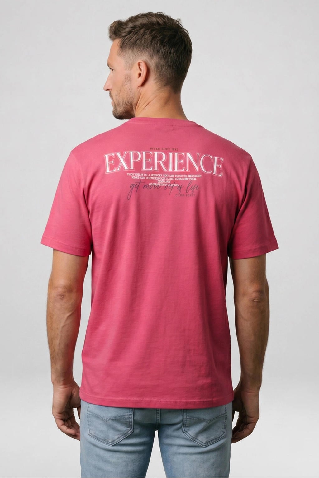 Roze heren Cars regular T-shirt van katoen met backprint, korte mouwen en ronde hals