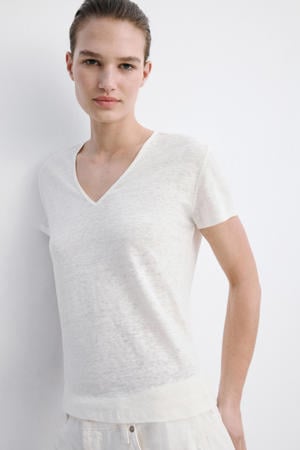 T-shirt met linnen wit