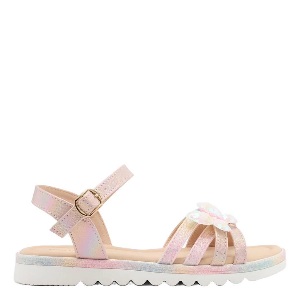 Lichtroze meisjes Graceland leren sandalen met glitters met gesp