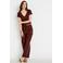 Cache Cache wide leg high waist casual broek donkerbruin met textuur