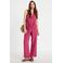 Cache Cache wide leg high waist casual broek fuchsia met textuur