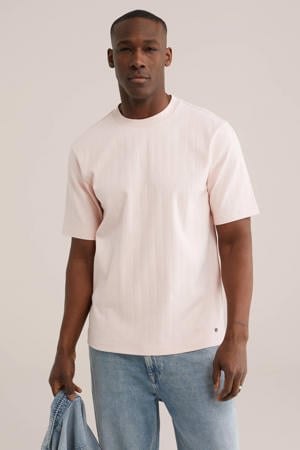relaxed gestreepte T-shirt lichtroze