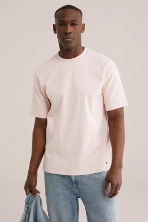 relaxed gestreepte T-shirt lichtroze