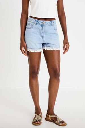straight regular waist short light blue denim