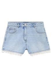 thumbnail: Light blue denim dames Cache Cache straight regular waist short van denim met rits- en knoopsluiting en effen