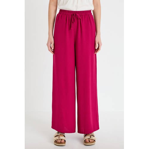 Cache Cache wide leg high waist casual broek fuchsia afbeelding