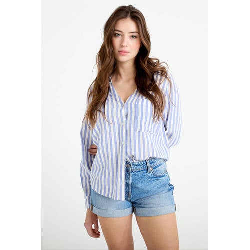 Cache Cache gestreepte blouse met linnen blauw afbeelding