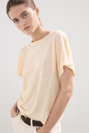 T-shirt met linnen geel