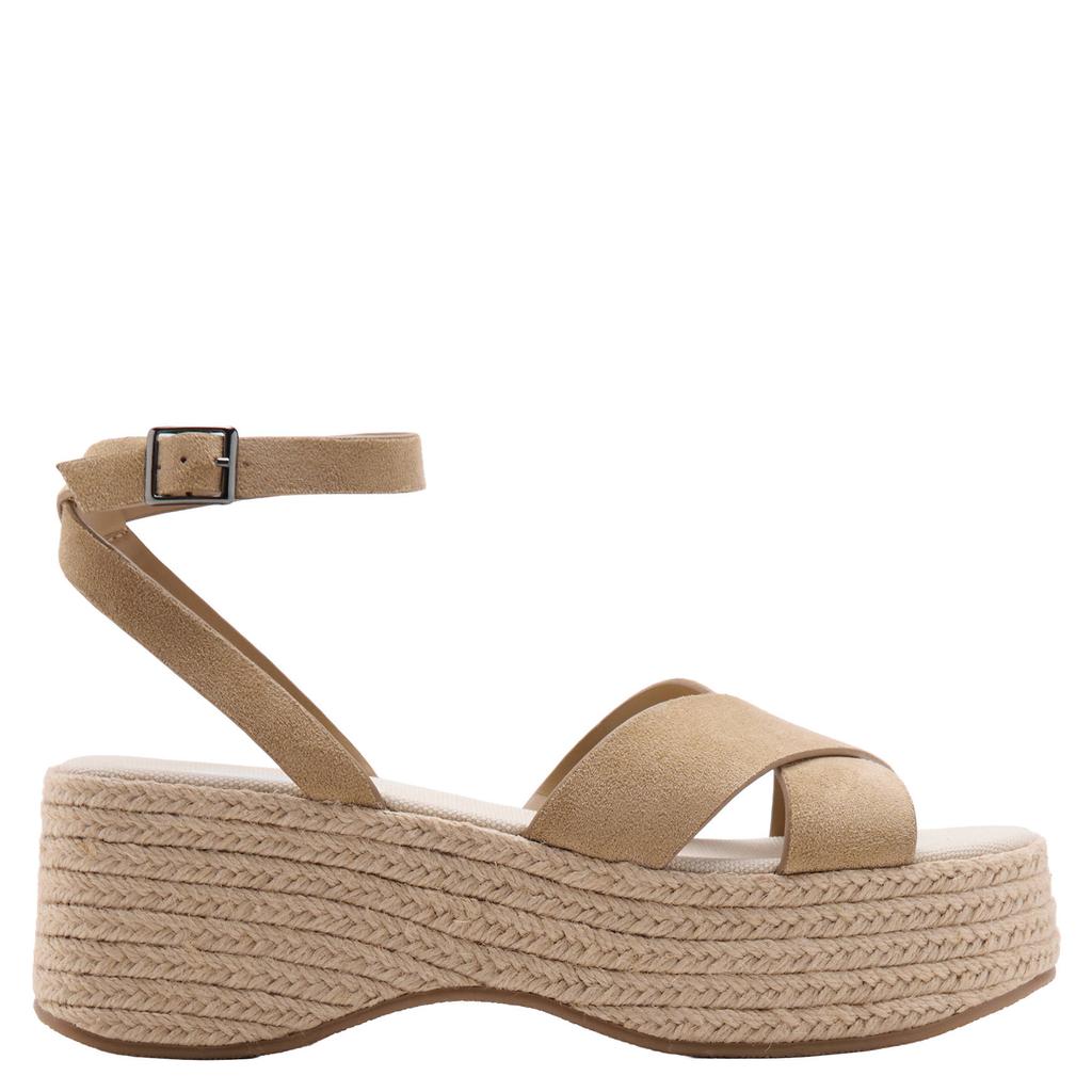 Lichtbruine meisjes MANGO TEEN plateausandalen van 100% polyester met gesp