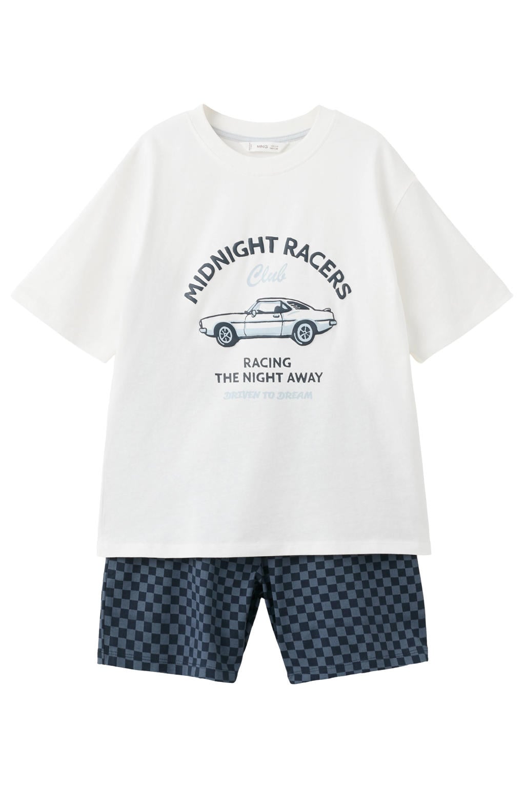 Mango Kids shortama wit/blauw