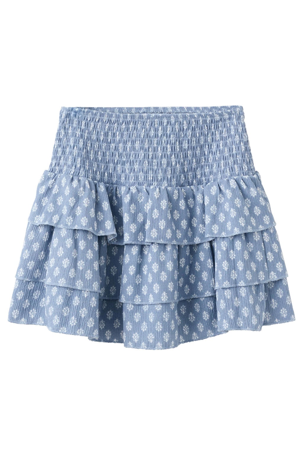 Lichtblauwe meisjes Mango Kids strokenrok gemaakt van polyester en met elastische tailleband