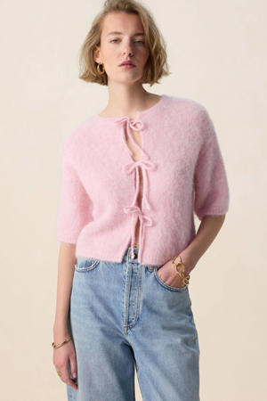 gebreid vest met wol lichtroze