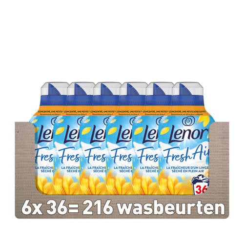 Lenor Fresh Air Wasverzachter Zonnestralen - 6 x 504 ml - 6 x 36 Wasbeurten - 216 wasbeurten afbeelding