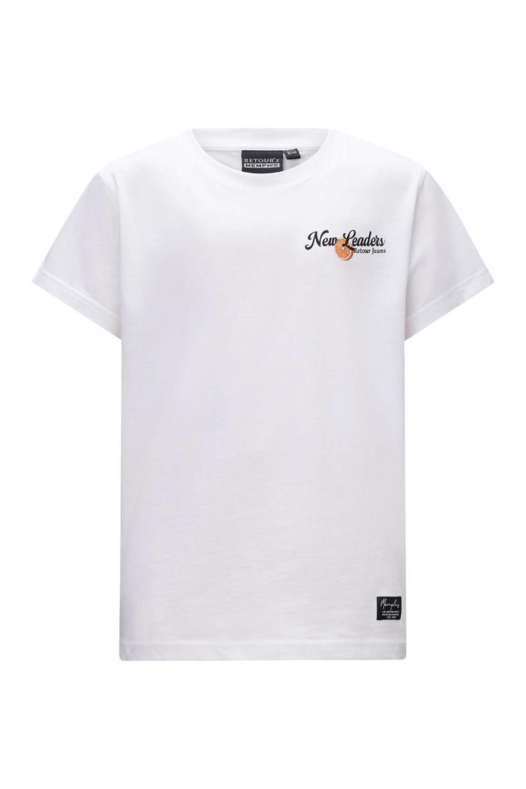 Witte jongens Retour Jeans T-shirt van katoen met backprint, korte mouwen en ronde hals