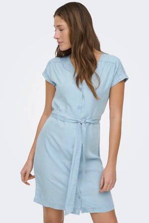 korte jurk light blue denim