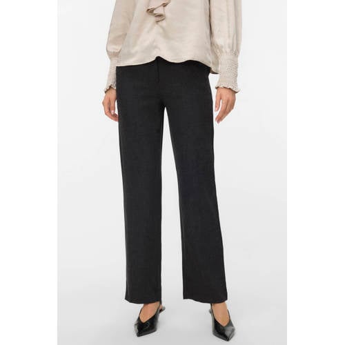 VERO MODA straight regular waist casual broek donker grijs afbeelding