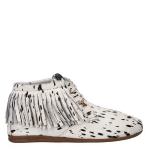 veterboots met ponyhair wit/zwart