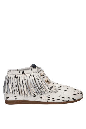 veterboots met ponyhair wit/zwart