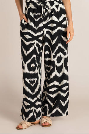 wide leg regular waist broek zwart
