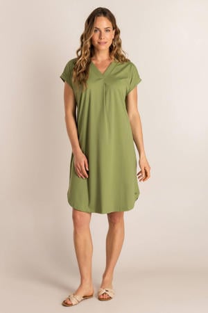 midi jurk travelstof groen