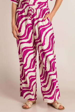 wide leg regular waist broek roze