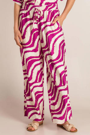 wide leg regular waist broek roze