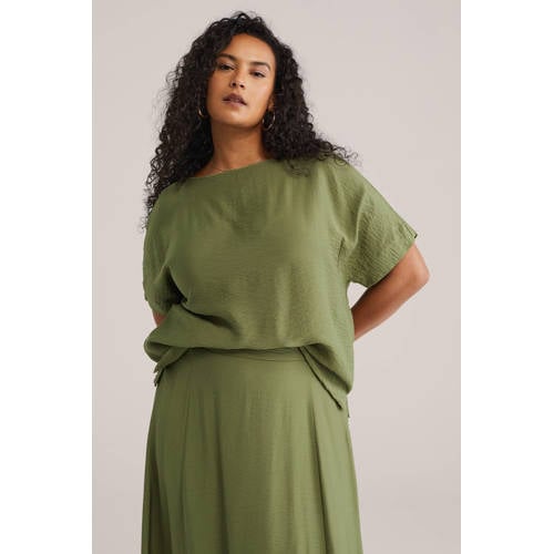 WE Fashion Curve top olijfgroen afbeelding