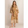 Ivy Beau jurk met broderieprint camel