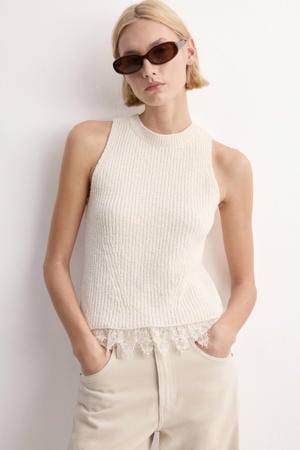 top ecru rib gebreid