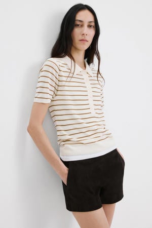gestreepte polo beige
