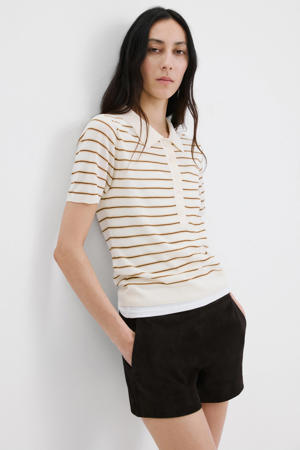 gestreepte polo beige