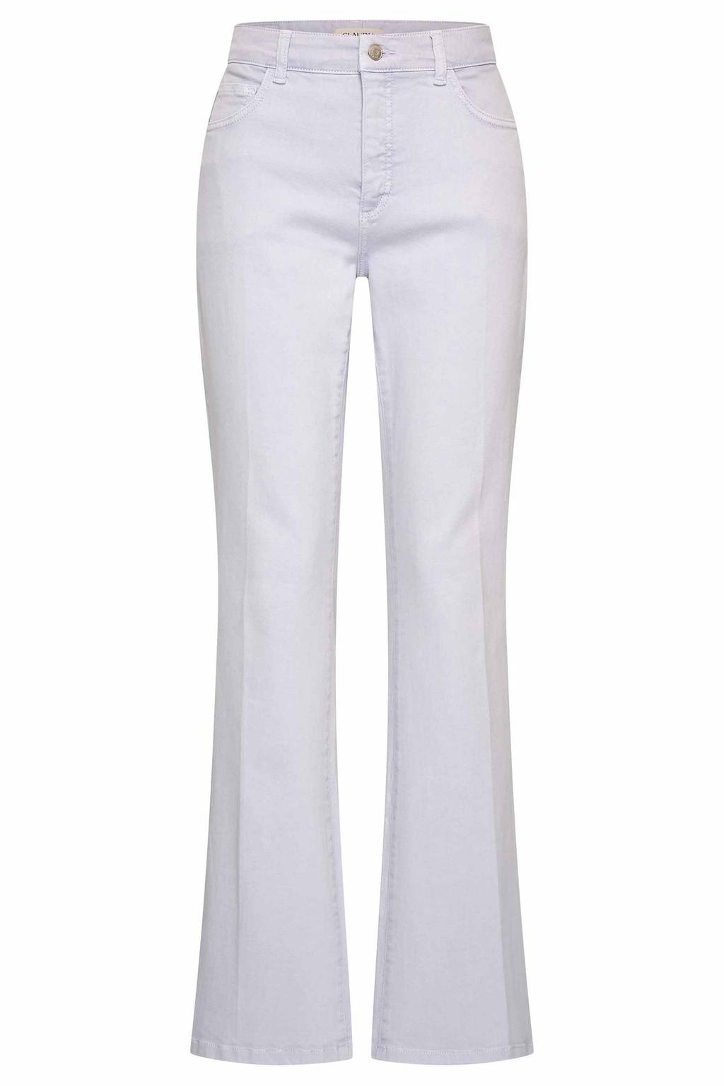 Lichtblauwe dames CLAUDIA BY CLAUDIA STRÄTER flared jeans van denim met regular waist, rits- en knoopsluiting en effen