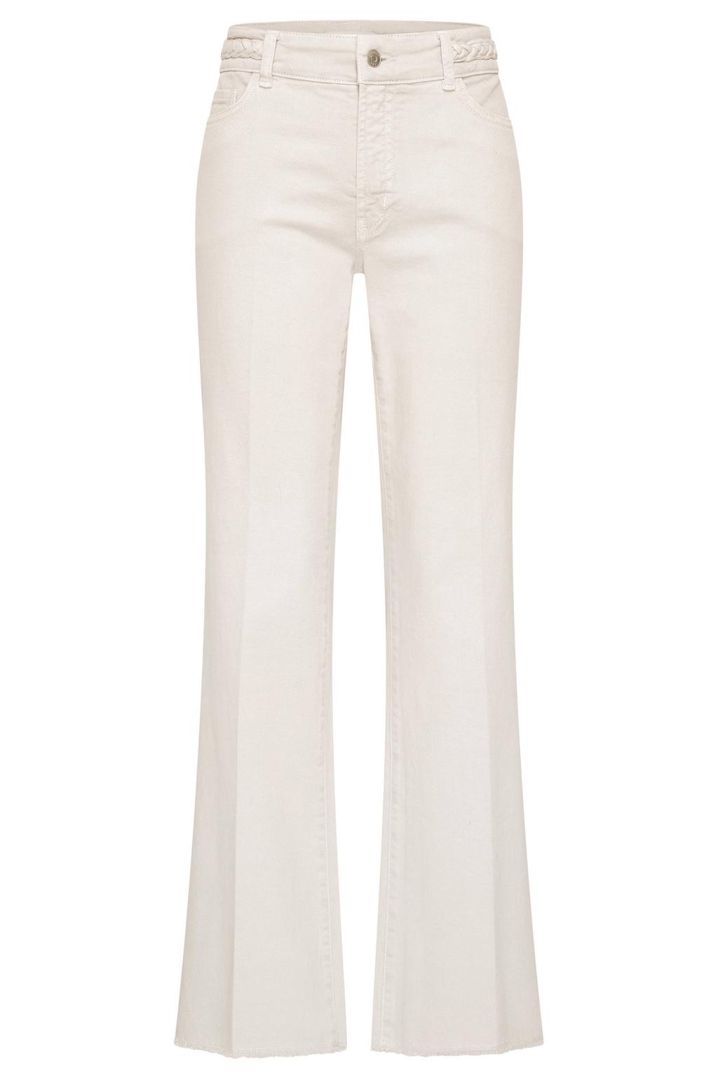 Witte dames CLAUDIA BY CLAUDIA STRÄTER flared jeans van denim met regular waist, rits- en knoopsluiting en effen