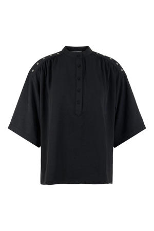 blouse met studs zwart