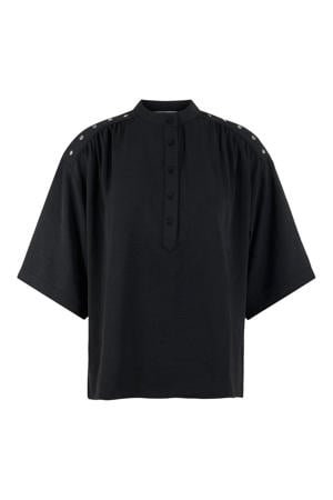 blouse met studs zwart